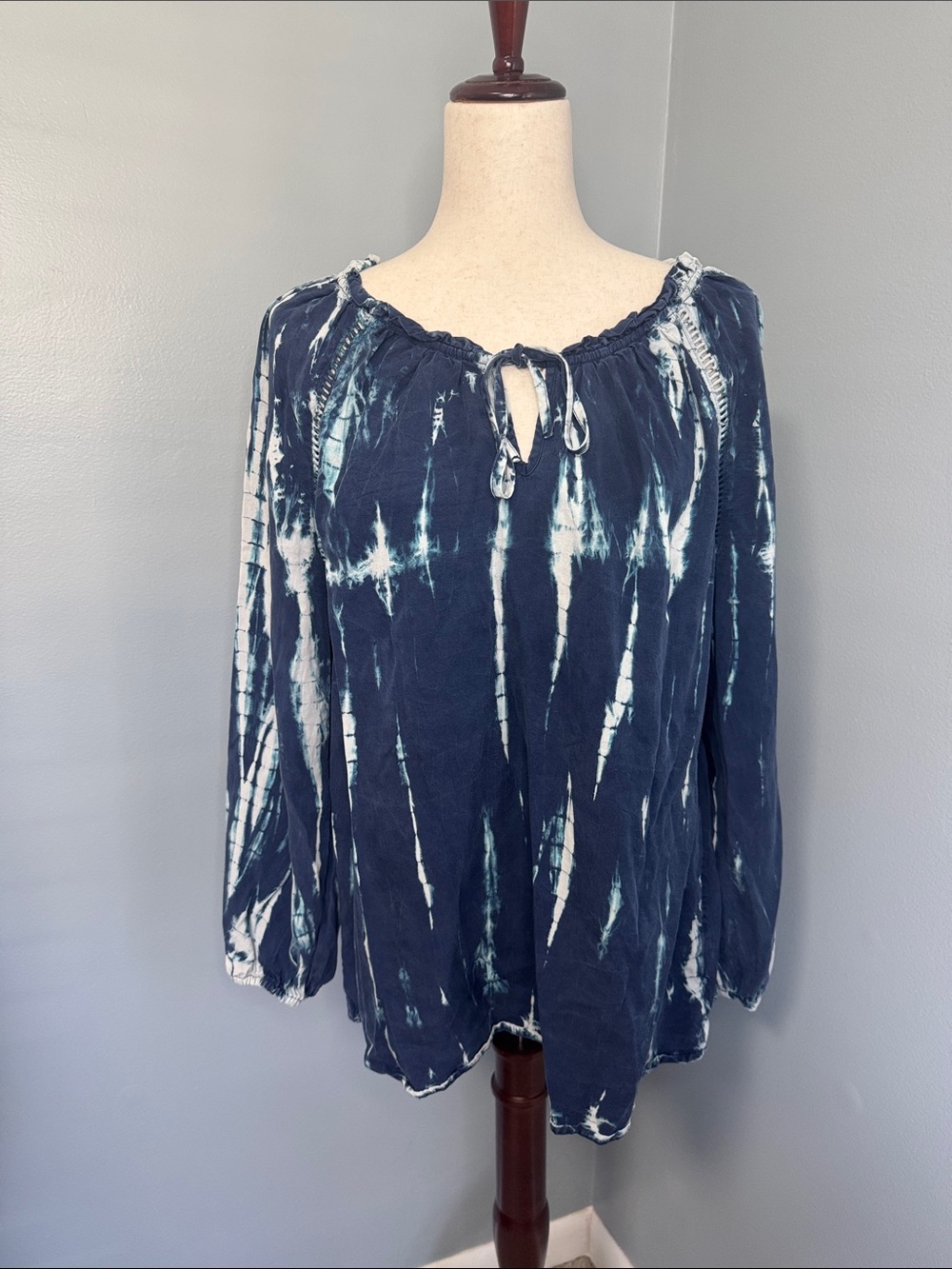 Knox Rose Women’s Blue Tie-Dye Blouse Sz L